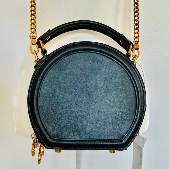 NWT Smile Focus Celestial Eye Embroidered Black Leather Crossbody Luxury Handbag - Picture 10 of 16